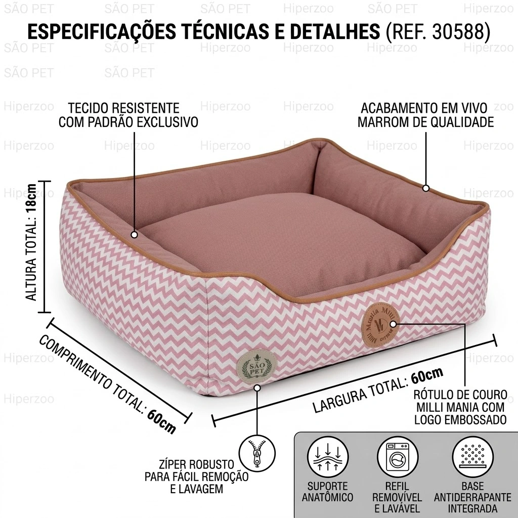Cama São Pet Safira Rosa Dupla Face Tamanho M - imagem 4
