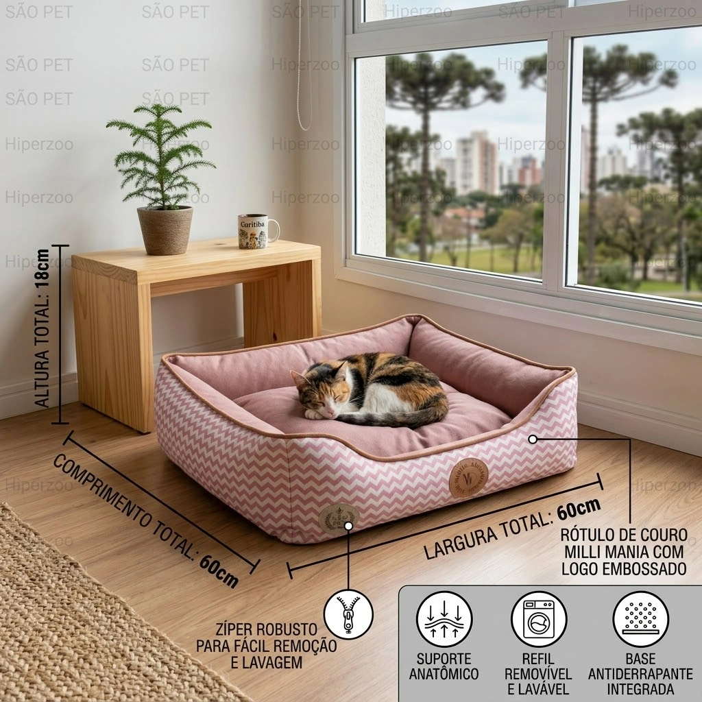 Cama São Pet Safira Rosa Dupla Face Tamanho M - imagem 3