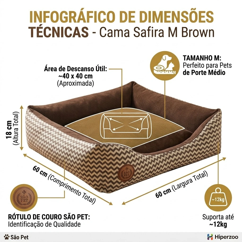 Cama São Pet Safira Cor Marrom Tamanho M - imagem 4
