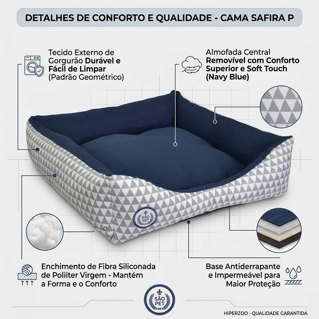 Cama São Pet Safira Azul Dupla Face Tamanho P - imagem 3
