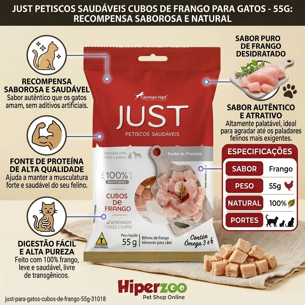Petisco Just para Gatos Sabor Frango 55g - imagem 2