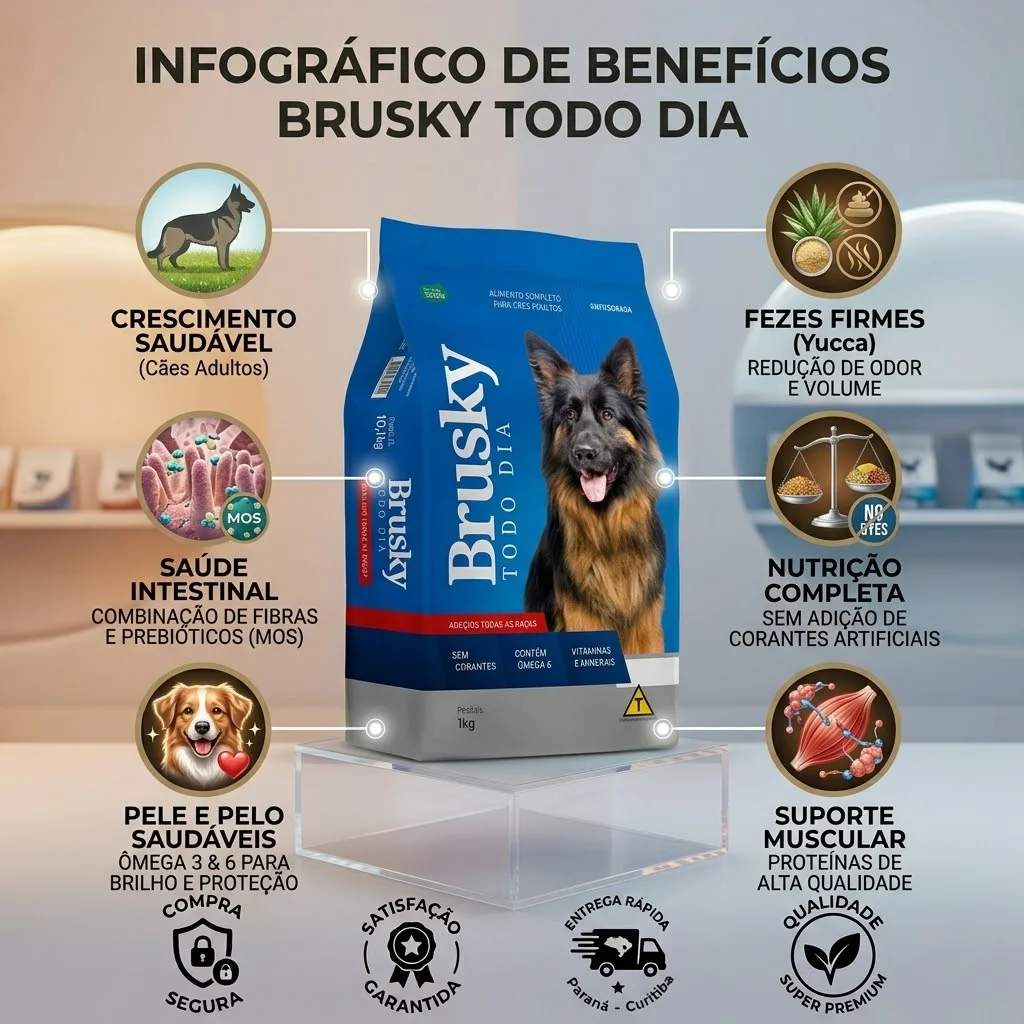 Ração Brusky Todo Dia para Cães Adultos de Todas as Raças 1Kg - imagem 2