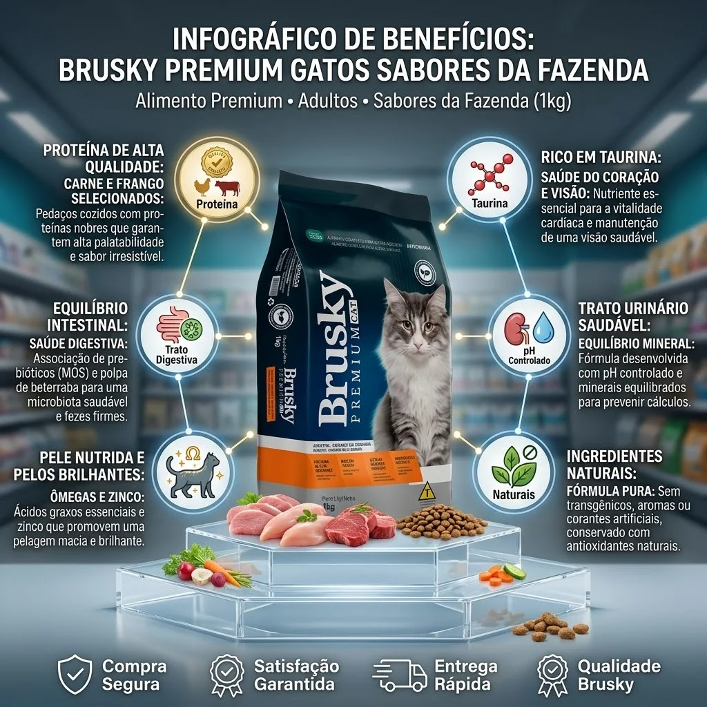 Ração Brusky para Gatos Adultos Sabores da Fazenda 1Kg - imagem 2