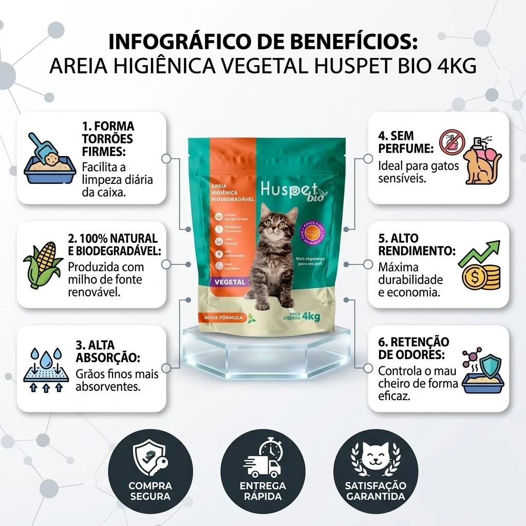 Areia Higiênica Huspet Bio Vegetal 4Kg - imagem 2