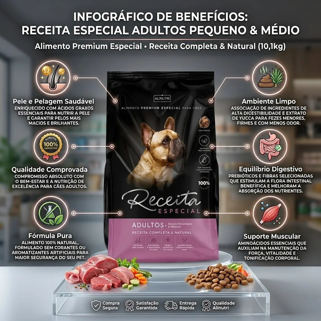 Ração Receita Especial Cães Adulto Raças Pequenas e Médias 10,1Kg  - imagem 2