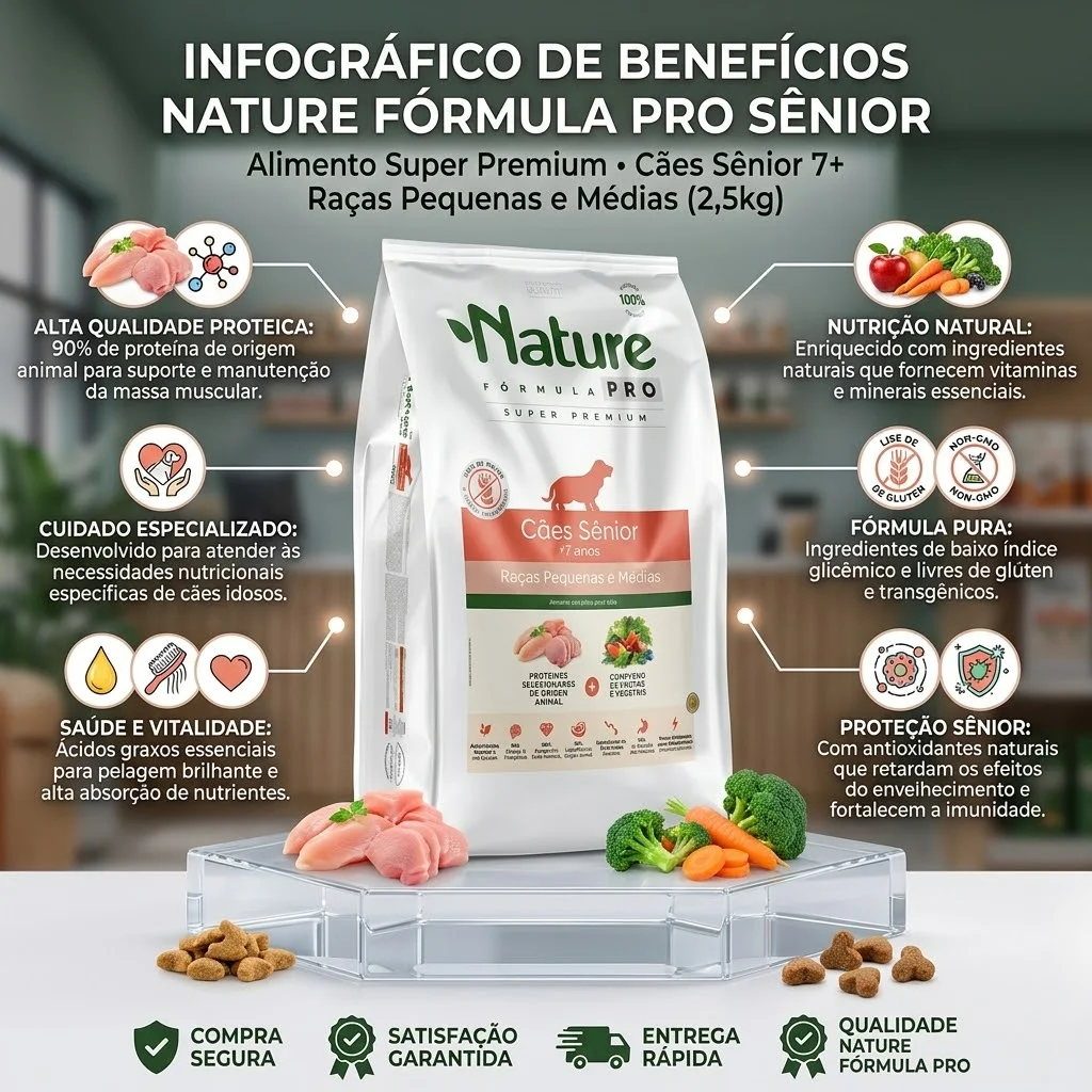 Ração Alinutri Nature Fórmula PRO SÊNIOR +7 para Cães de Raças Pequenas e Médias 1Kg  - imagem 2