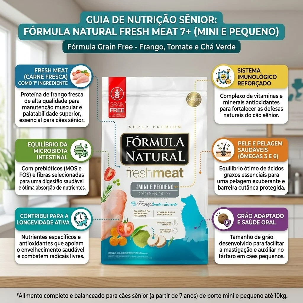Ração Fórmula Natural Super Premium Fresh Meat Cão Sênior Portes Mini e Pequeno Frango, Tomate e Chá Verde 2,5Kg - imagem 2