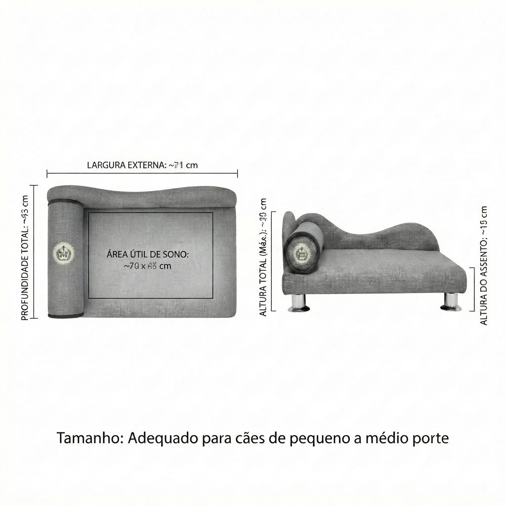 Cama São Pet Divã Luxo Para Cães Cinza  - imagem 4