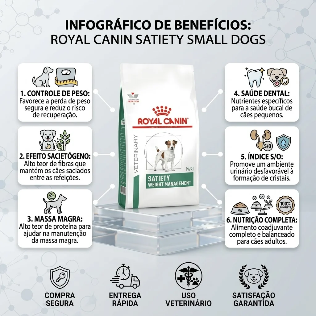 Ração Royal Canin Veterinary Diet Satiety Small para Cães Adultos Raças Pequenas -7.5Kg - imagem 2
