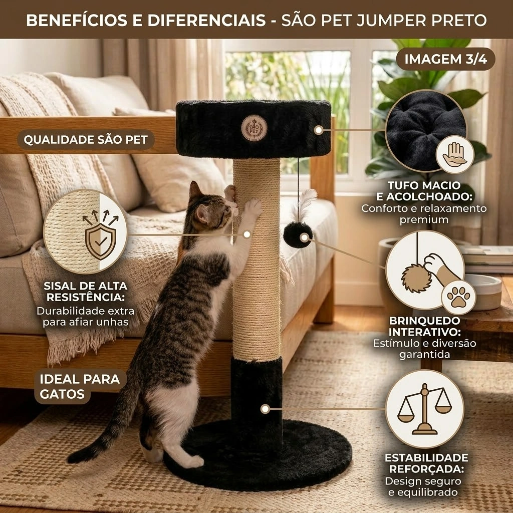 Arranhador São Pet Jumper Preto para Gatos - imagem 3