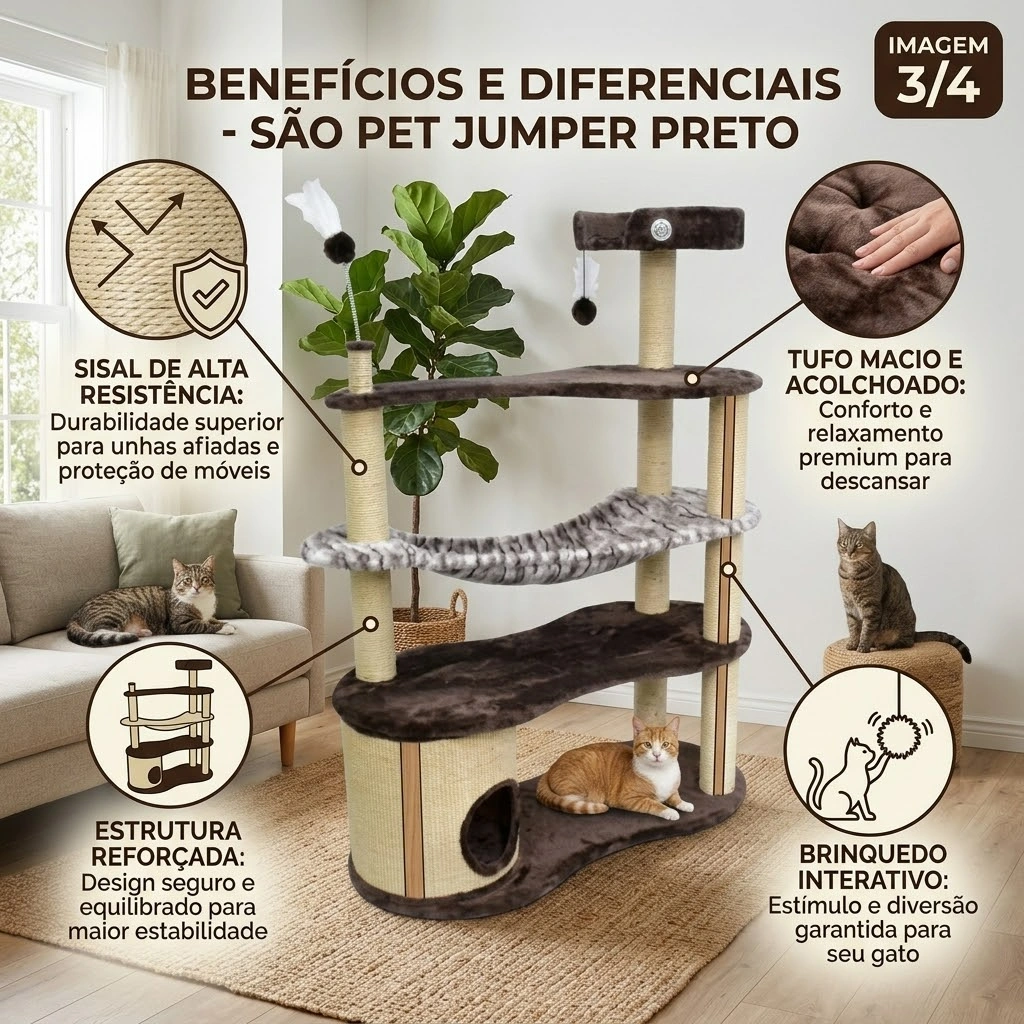 Arranhador São Pet Plaza Marrom para Gatos - imagem 3