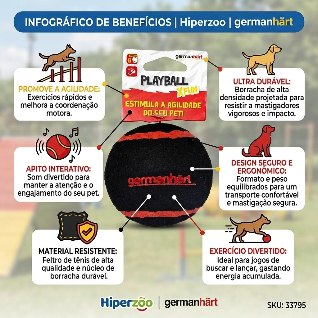 Bola de Tênis com Apito GermanHart Tamanho G para Cães - imagem 2
