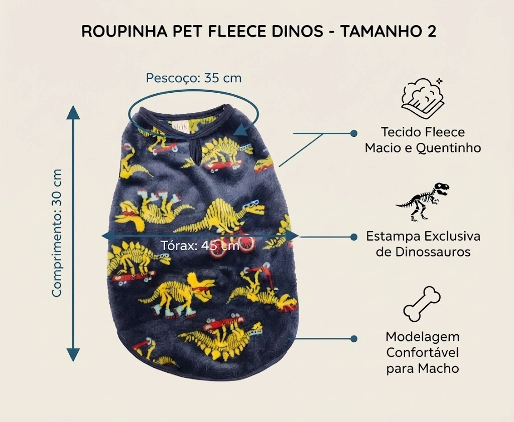 Fleece Wein Pets Estampas Diversas para Machos Sem Capuz Tamanho 02 - imagem 4