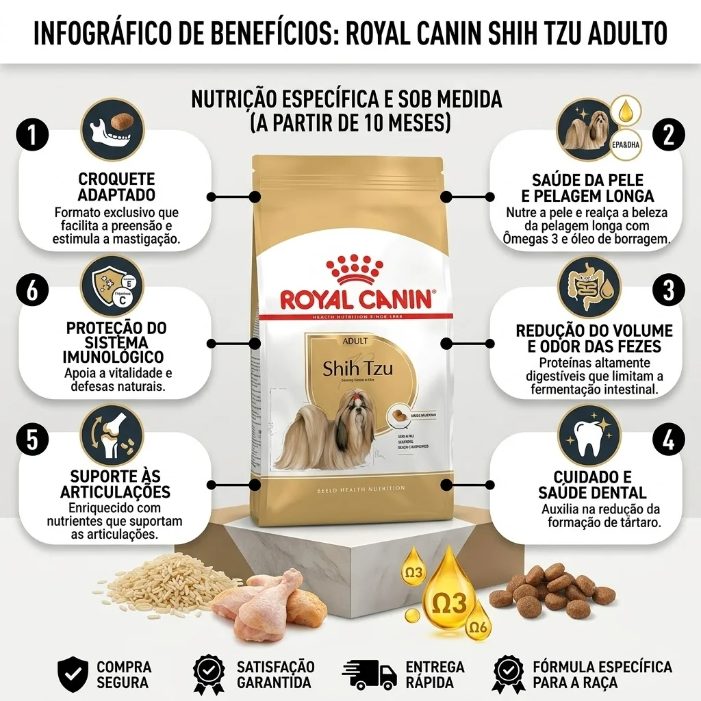 Ração Royal Canin para Cães Adultos da Raça Shih Tzu 2,5Kg - imagem 2