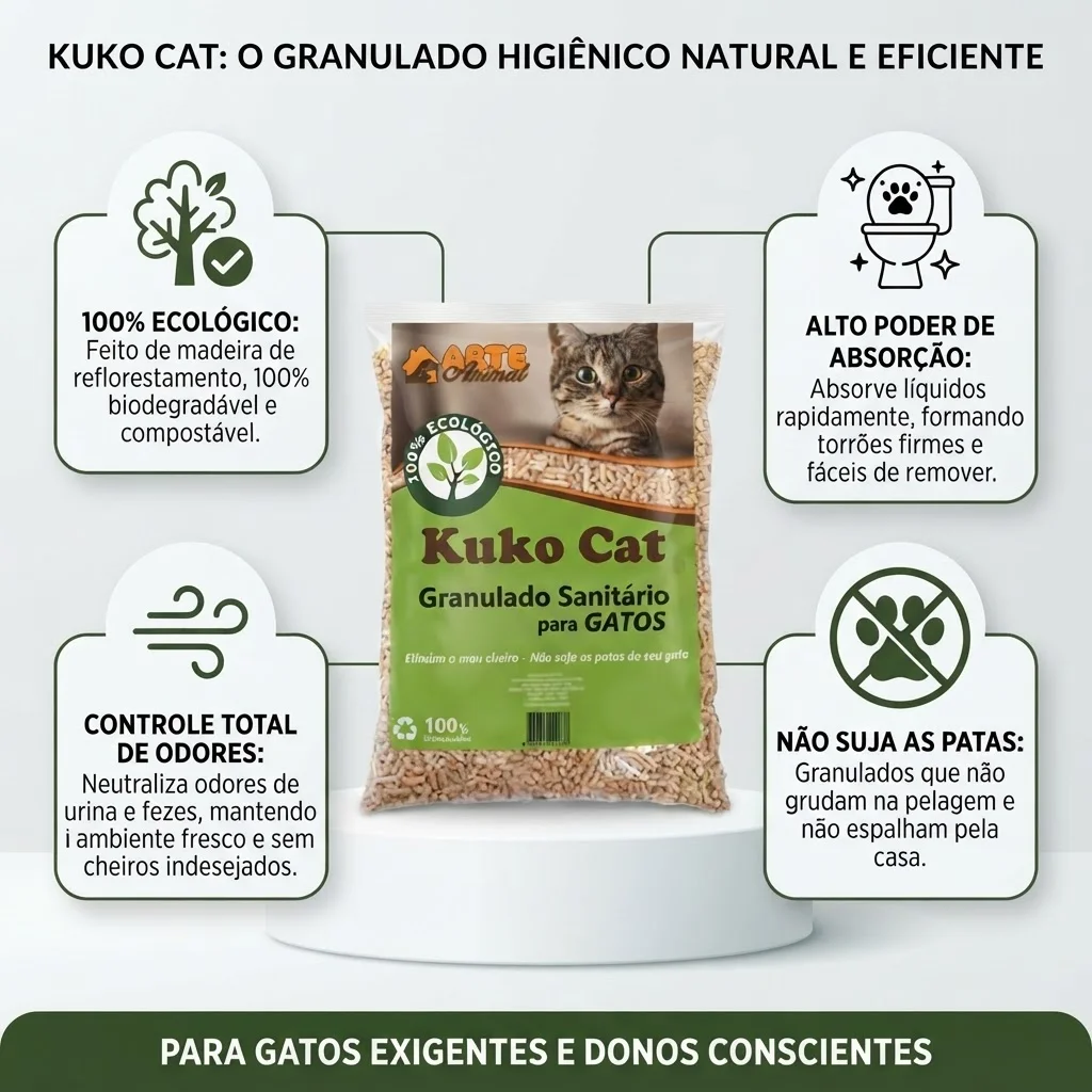 Granulado Higiênico de Madeira Kuko Cat 15Kg - imagem 2