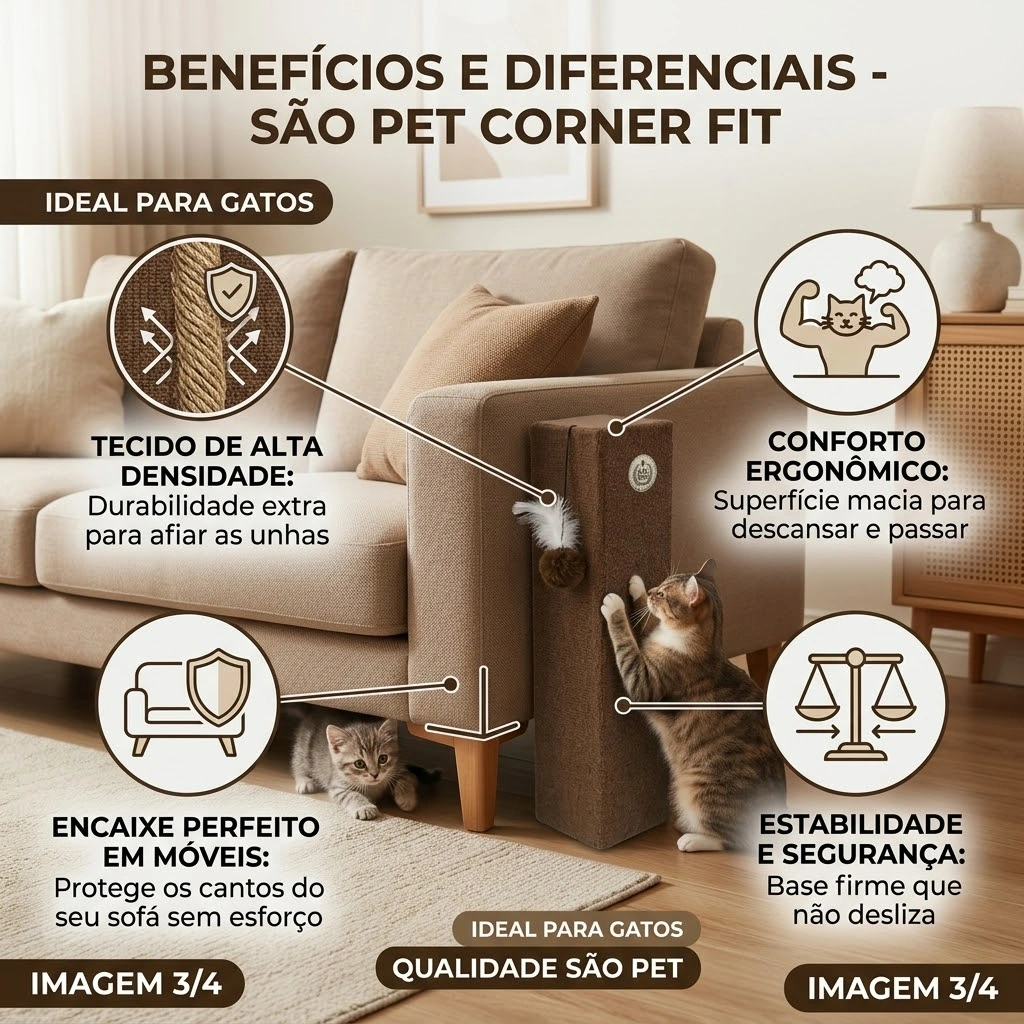 Arranhador São Pet Corner Fit Protetor de Canto de Móveis  - imagem 3