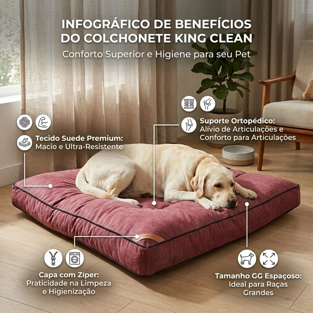 Colchonete King Clean Pet Mania Cor Marsala Tamanho Gigante - imagem 4