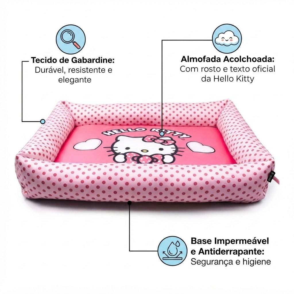 Cama FreeFaro Hello Kitty Tamanho Grande para Cães e Gatos  - imagem 3