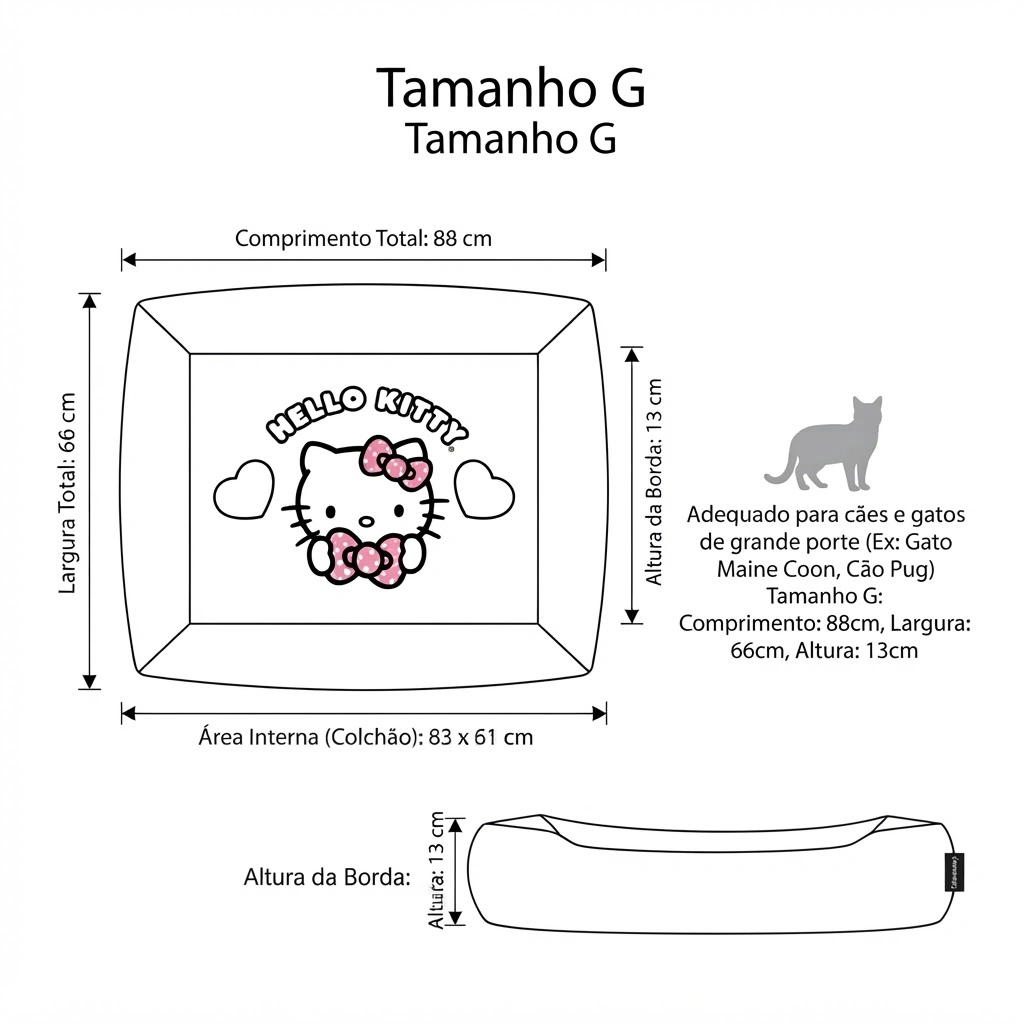 Cama FreeFaro Hello Kitty Tamanho Grande para Cães e Gatos  - imagem 4