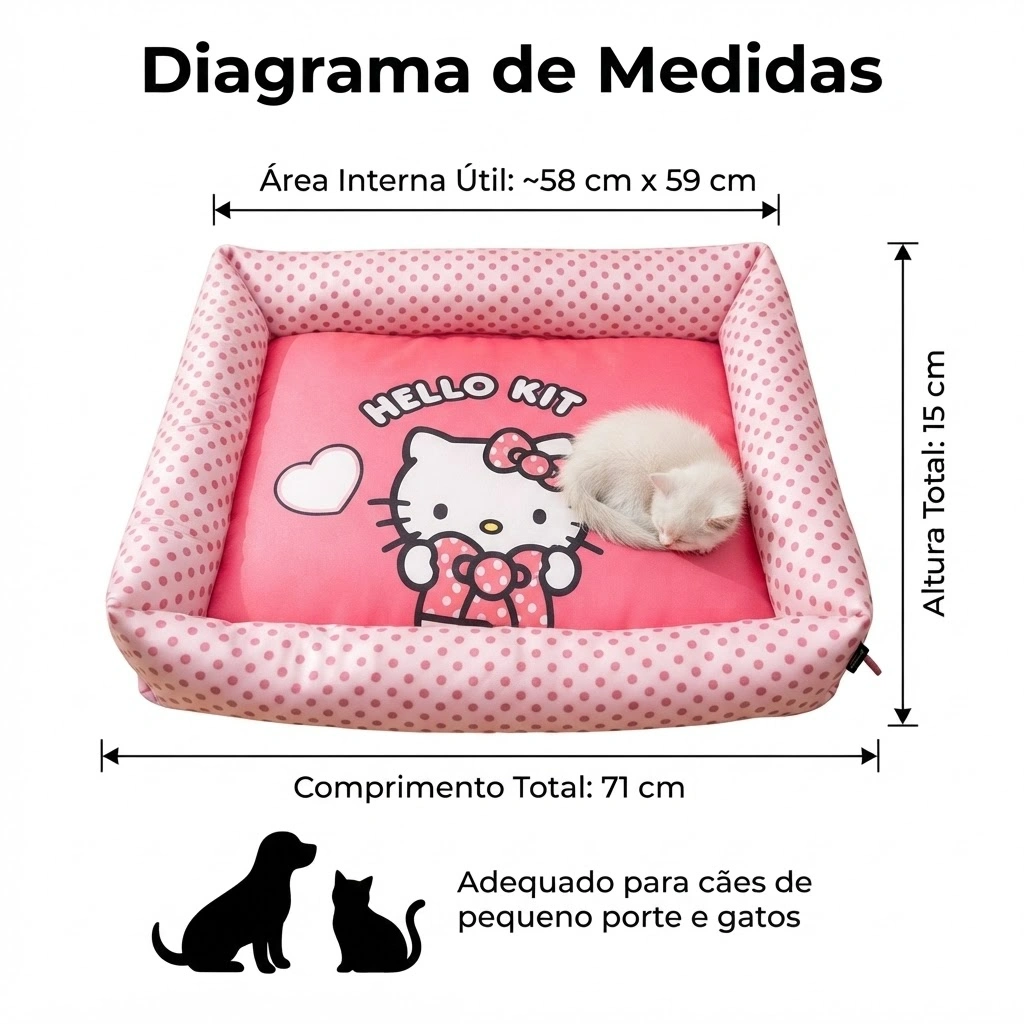 Cama FreeFaro Hello Kitty Tamanho Média para Cães e Gatos  - imagem 5