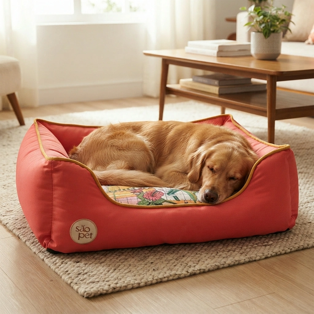 Cama São Pet Rubi Tropical Cor Vermelha Tamanho Grande - imagem 2