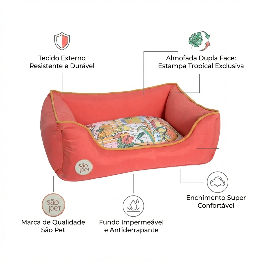 Cama São Pet Rubi Tropical Cor Vermelha Tamanho Grande - imagem 3