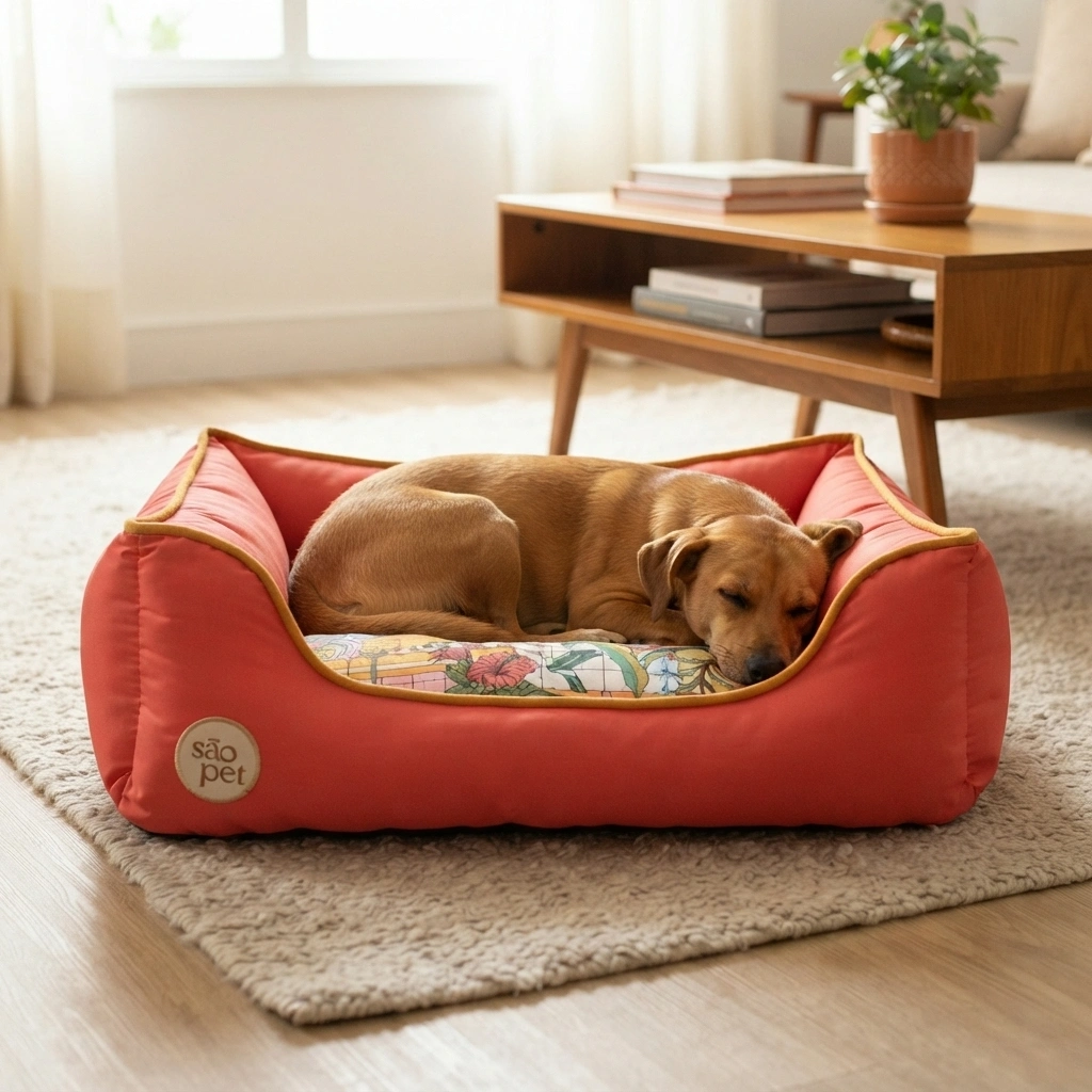 Cama São Pet Rubi Tropical Cor Vermelha Tamanho Média - imagem 2