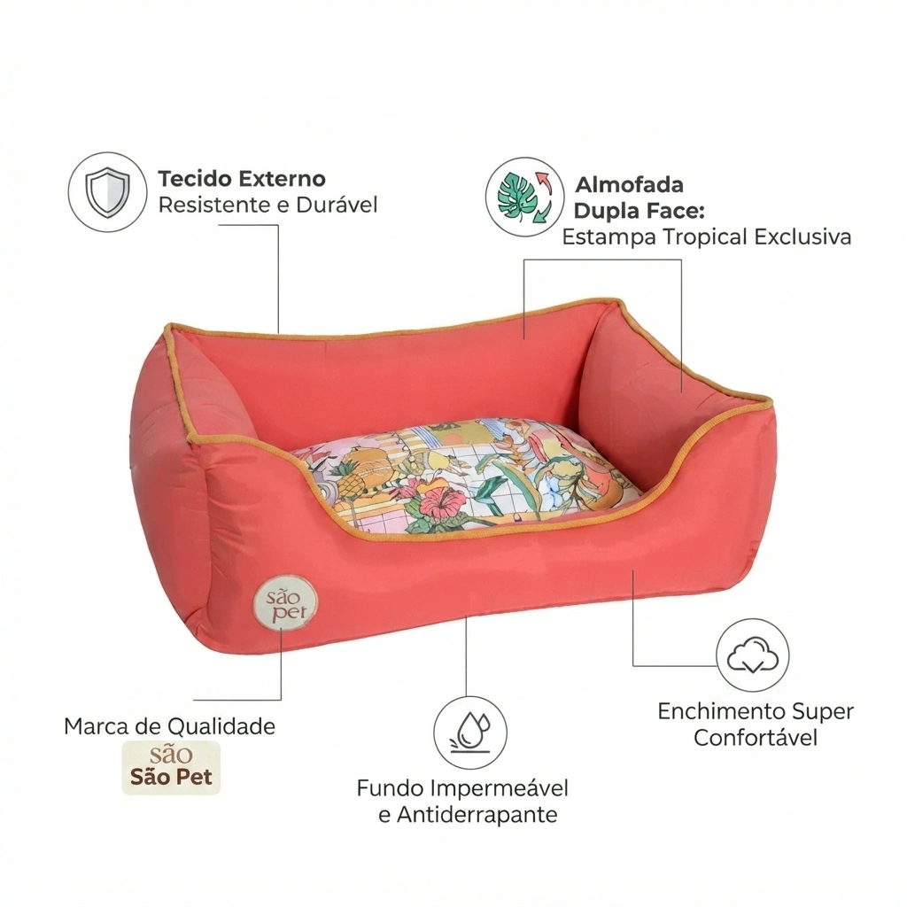 Cama São Pet Rubi Tropical Cor Vermelha Tamanho Média - imagem 3