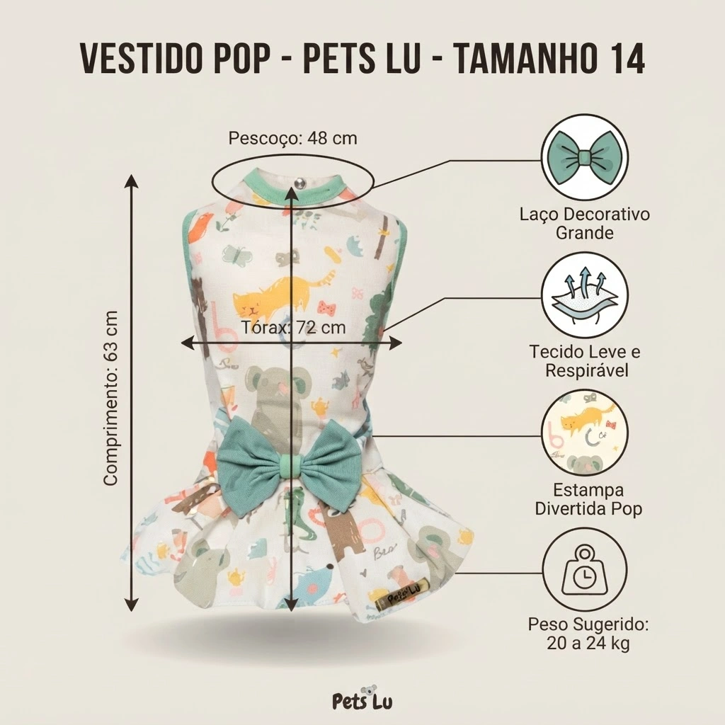 Vestido Pet'Arts Pop para Pets Tamanho 14 - imagem 3