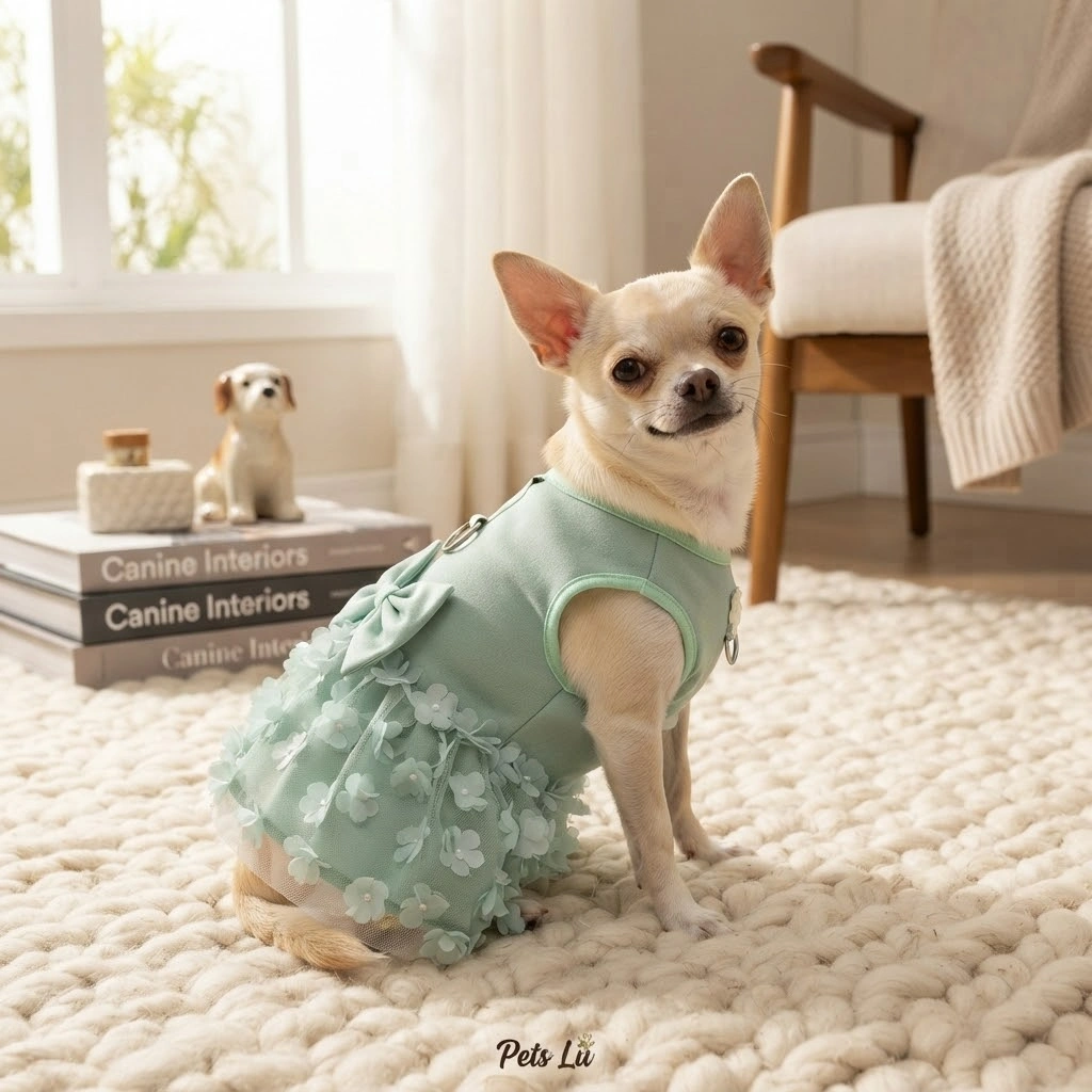 Vestido Pet'Arts Floral Verde para Pets Tamanho 1 - imagem 2