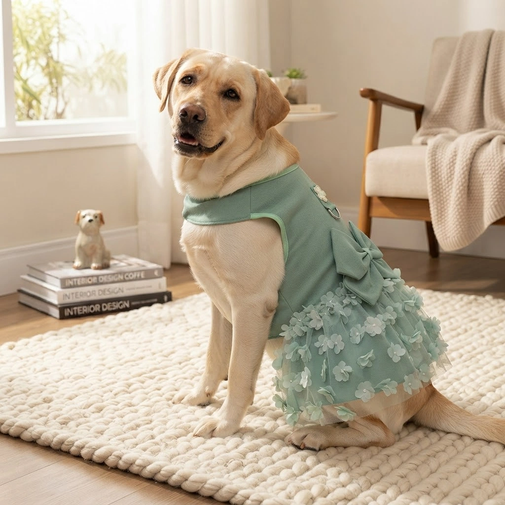 Vestido Pet'Arts Floral Verde para Pets Tamanho G - imagem 3