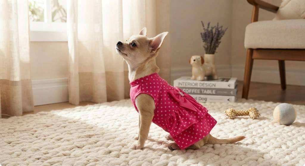 Vestido Pet'Arts Poá Pink para Pets Tamanho 0 - imagem 3