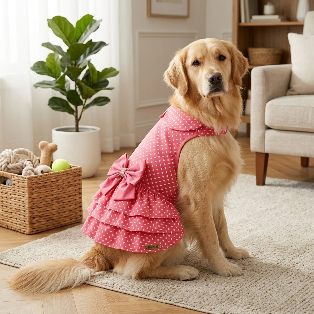 Vestido Pet'Arts Poá Pink para Pets Tamanho G - imagem 3