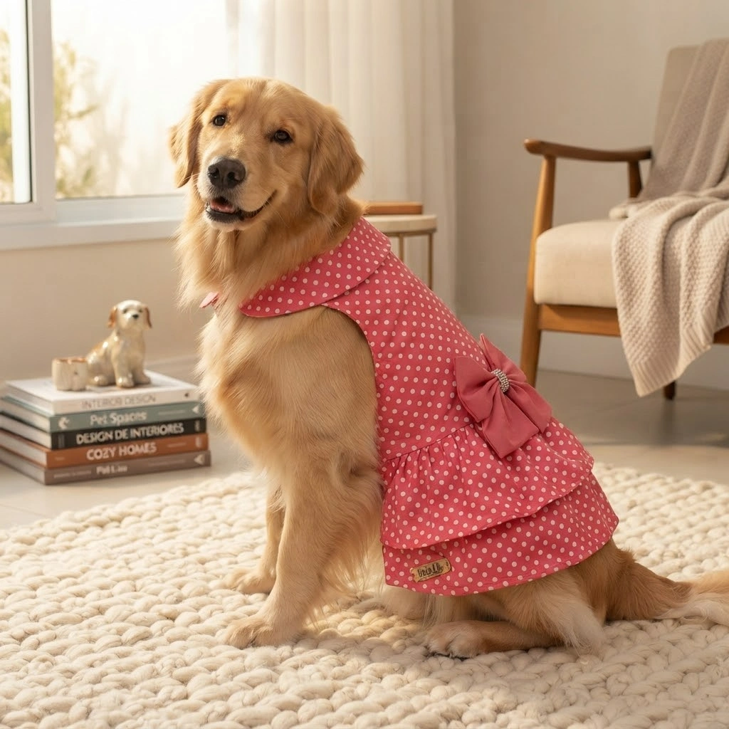 Vestido Pet'Arts Poá Pink para Pets Tamanho GG - imagem 2