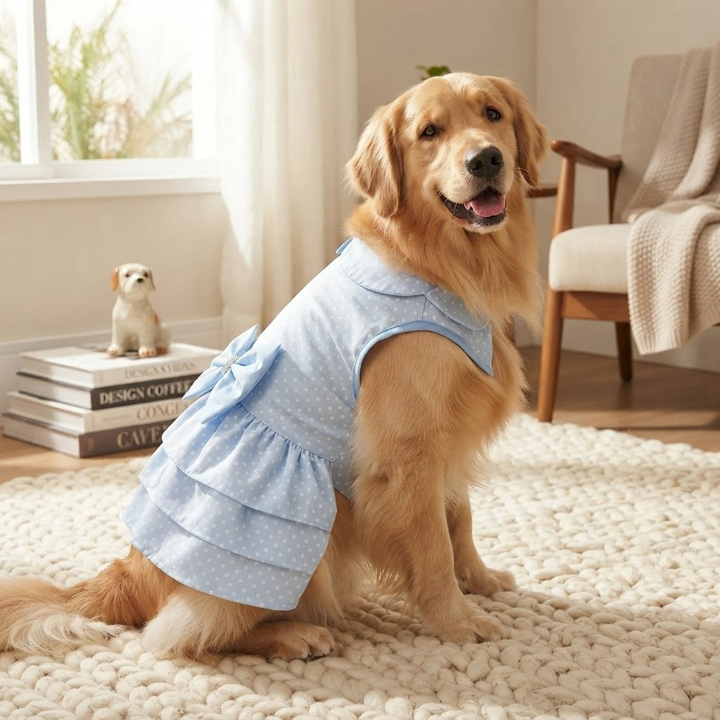 Vestido Pet'Arts Poá Azul para Pets Tamanho GG - imagem 2