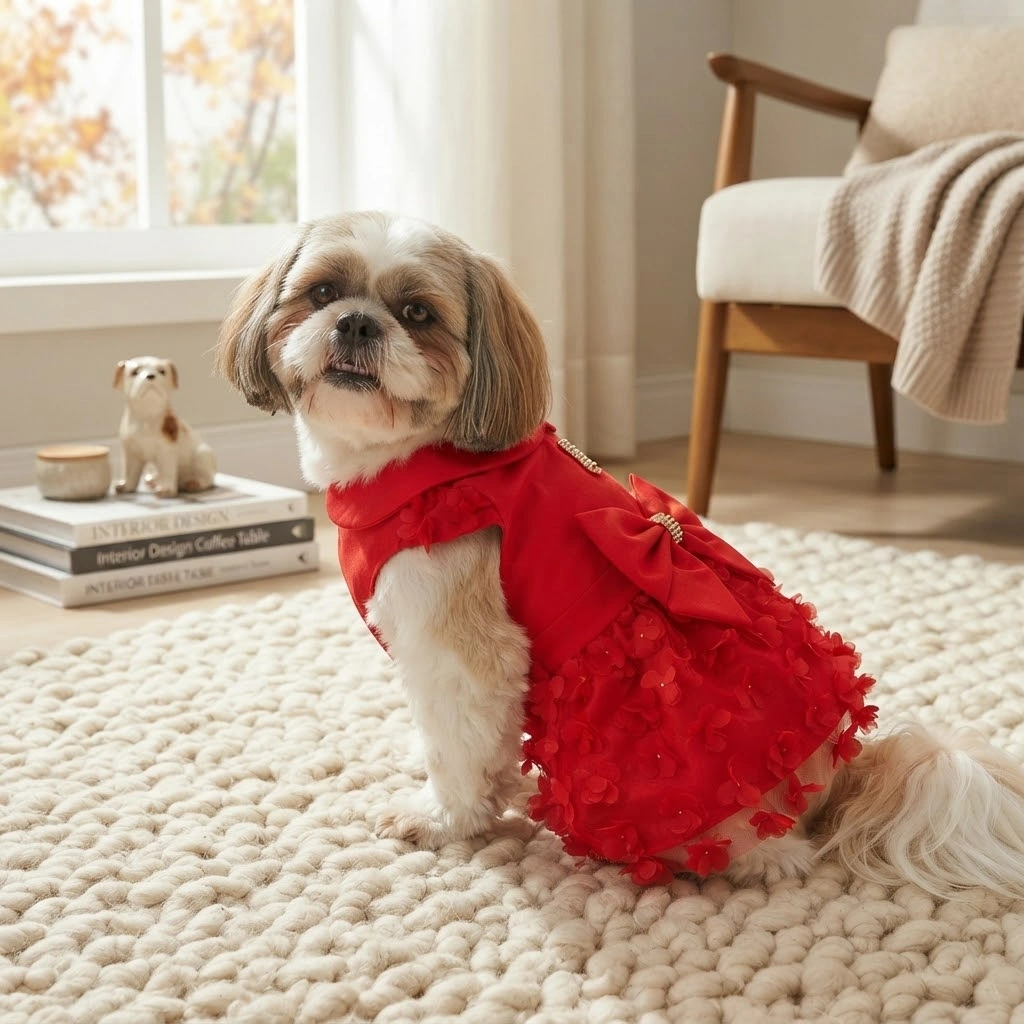 Vestido Pet'Arts Floral Vermelho para Pets Tamanho 3 - imagem 2