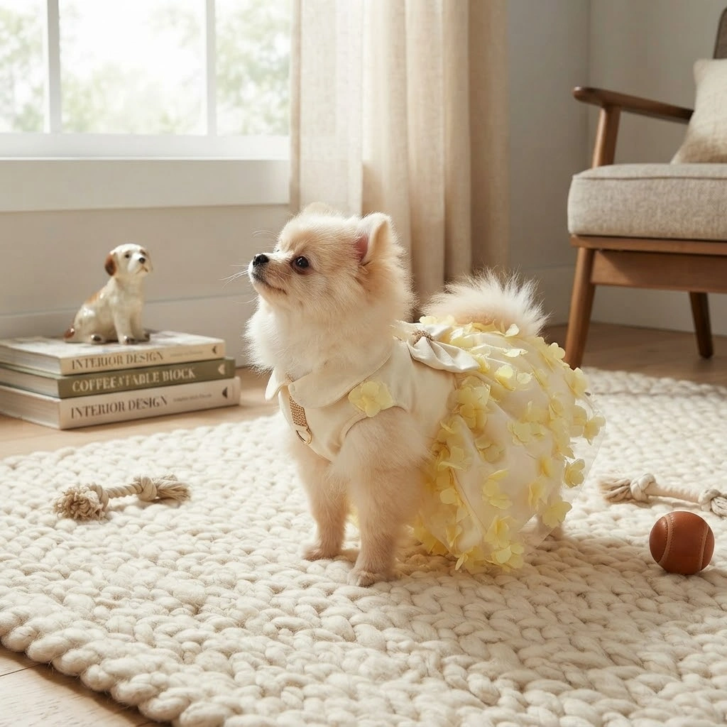 Vestido Pet'Arts Floral Nude para Pets Tamanho 0 - imagem 3