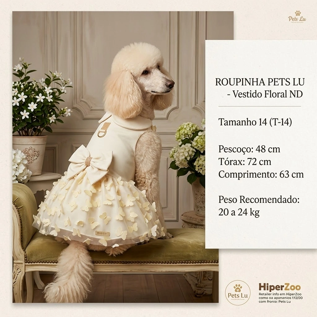 Vestido Pet'Arts Floral Nude para Pets Tamanho 14 - imagem 2