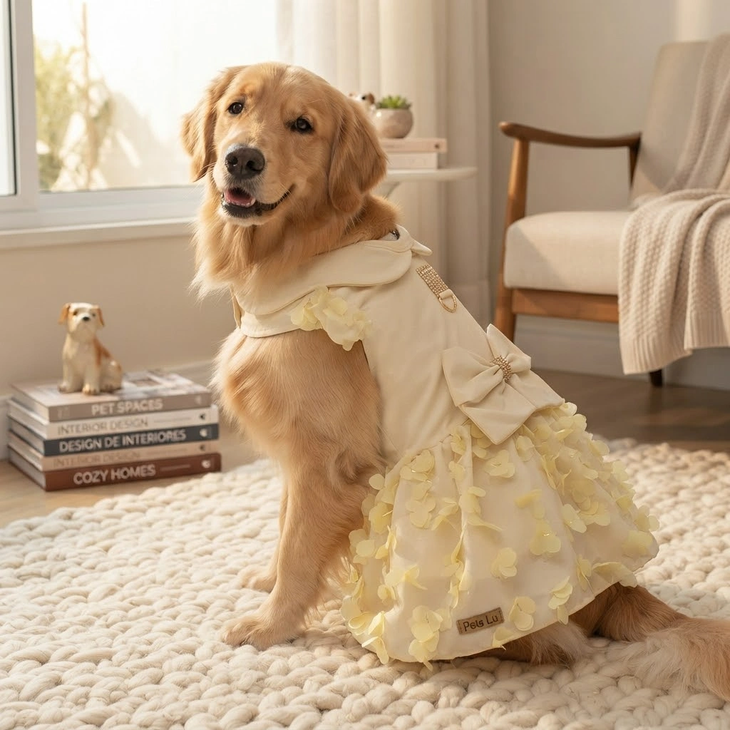 Vestido Pet'Arts Floral Nude para Pets Tamanho GG - imagem 2