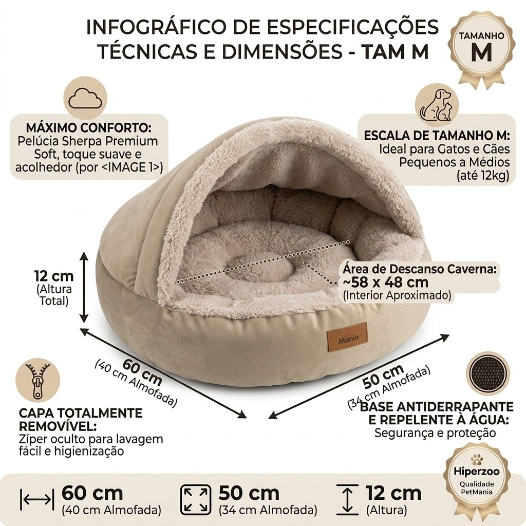 Cama PetMania Toca Bege Tamanho M - imagem 5