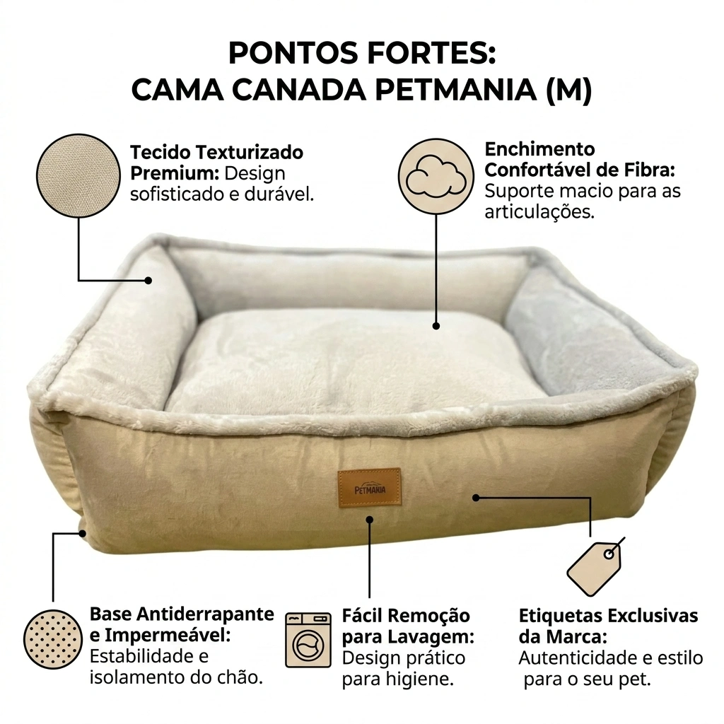 Cama PetMania Canada Bege Tamanho M  - imagem 3