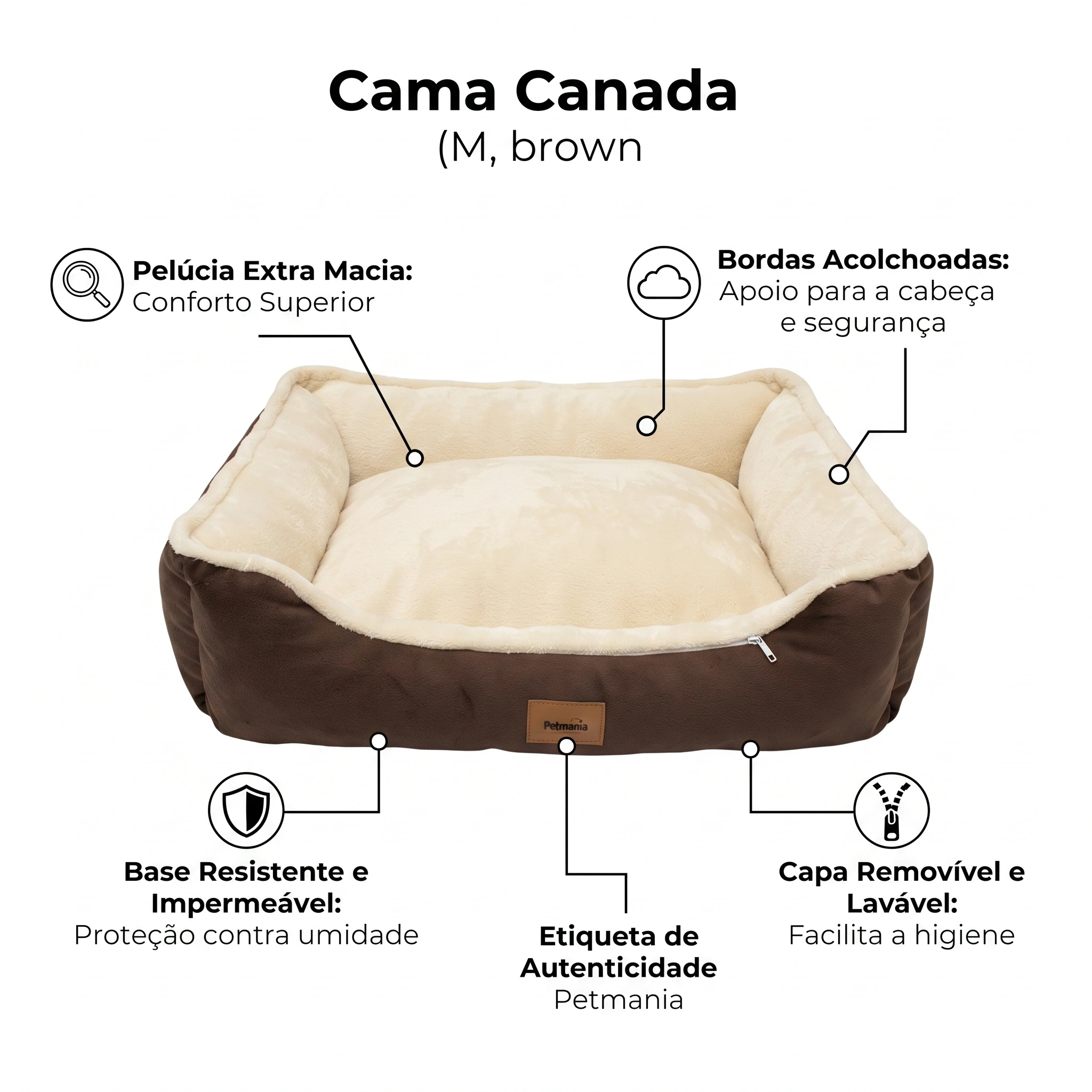 Cama PetMania Canada Marrom Tamanho M - imagem 3