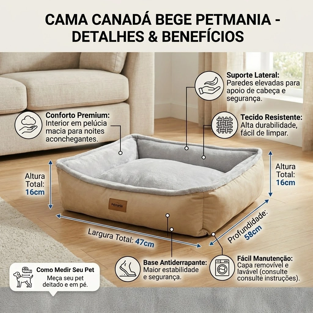Cama PetMania Canada Bege Tamanho G - imagem 2