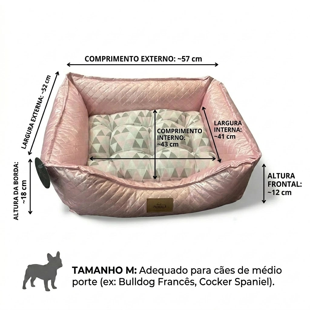 Cama Pet Mania Luxo Rosa Metalizada Para Cães Tamanho M  - imagem 4