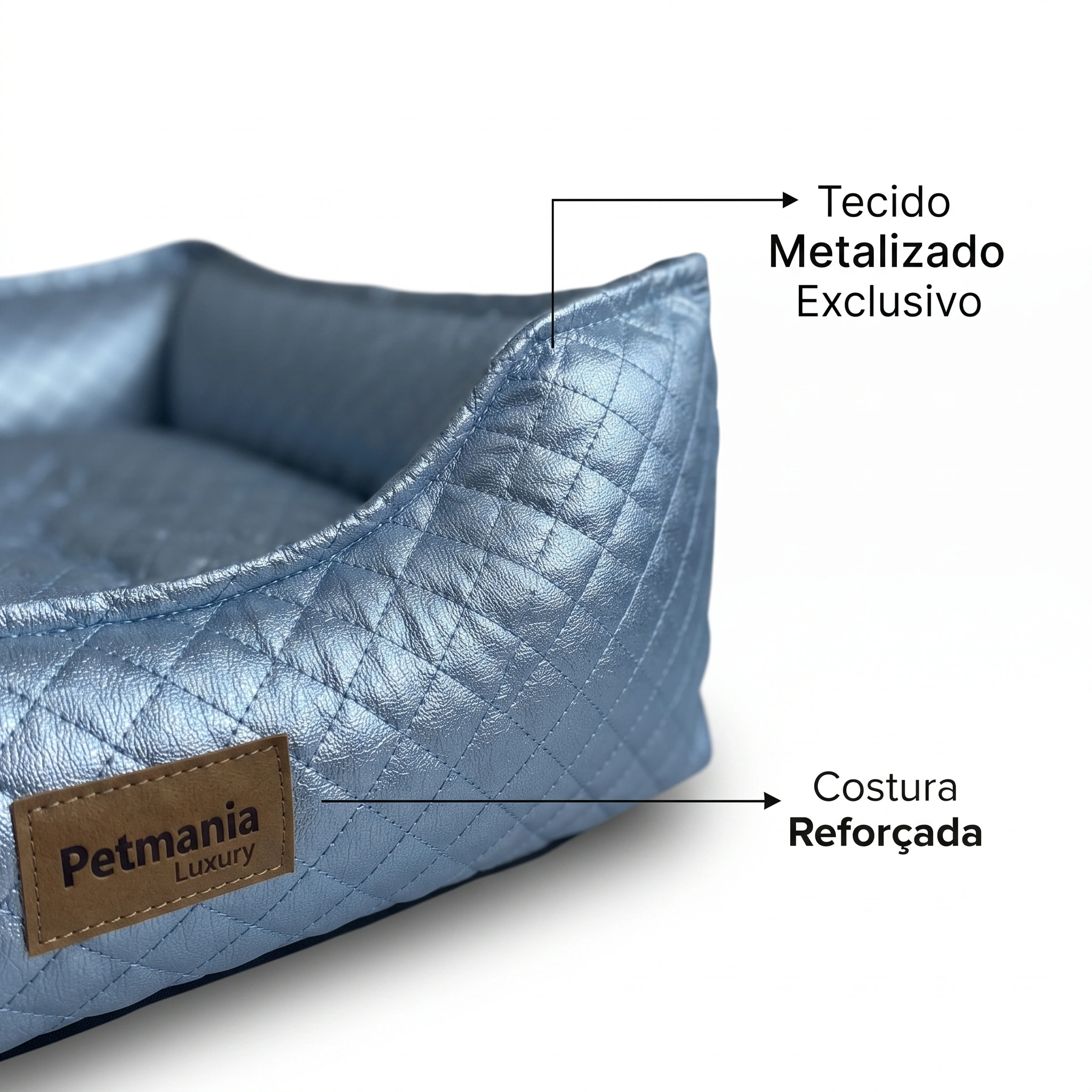 Cama Pet Mania Luxo Azul Metalizada Para Cães Tamanho P  - imagem 3