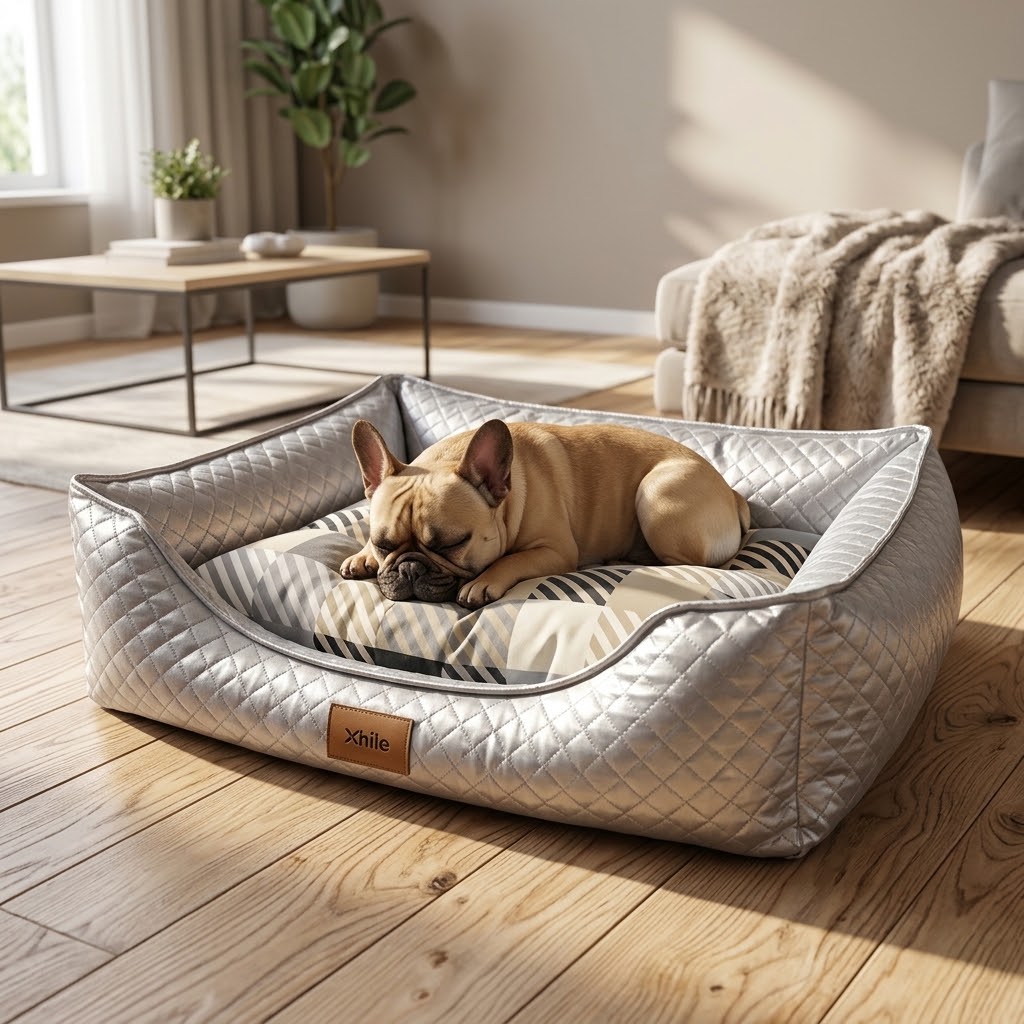 Cama Pet Mania Luxo Azul Metalizada Para Cães Tamanho G  - imagem 2