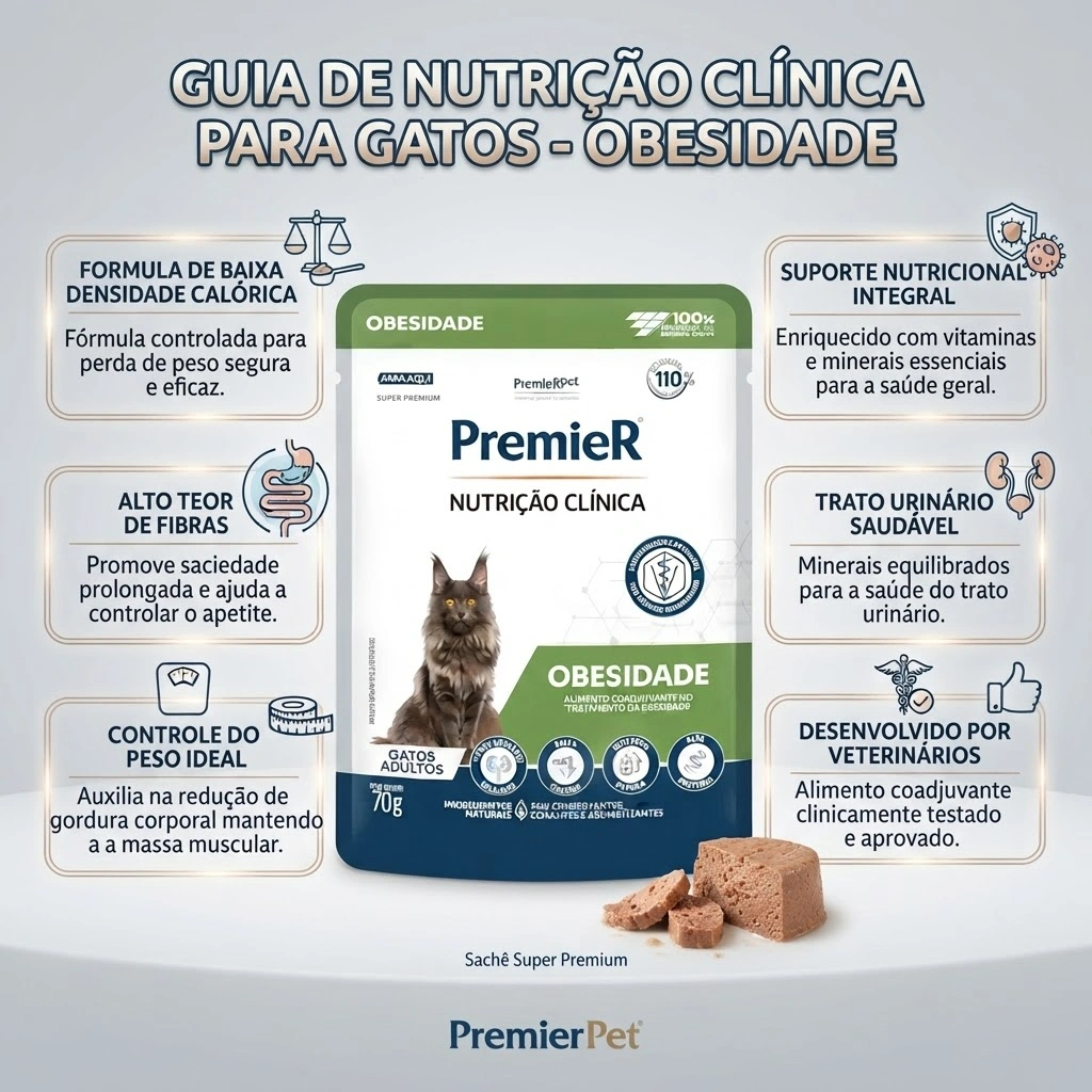 Alimento Úmido PremieR® Nutrição Clínica para Gatos com Obesidade 70g - imagem 2