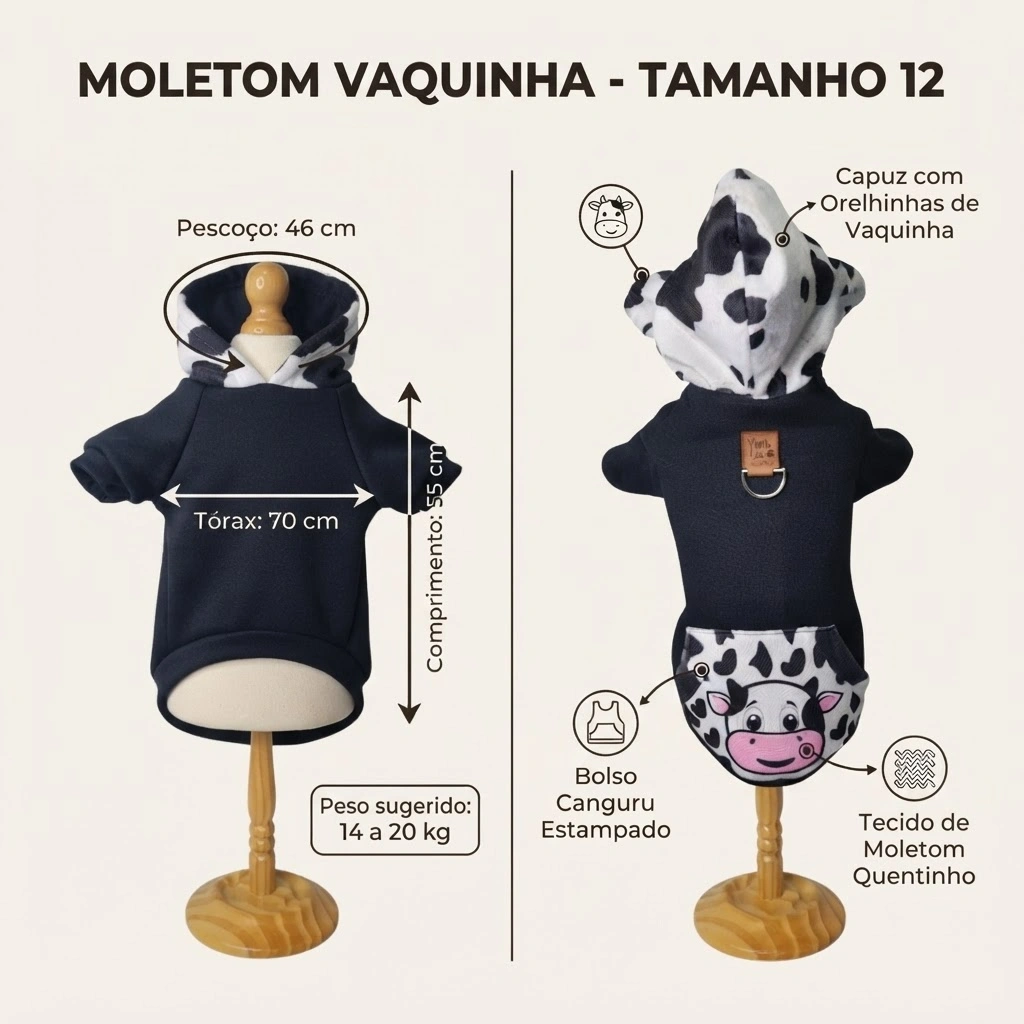 Moletom Vaquinha Pet'Arts para Cães Tamanho 12 - imagem 4