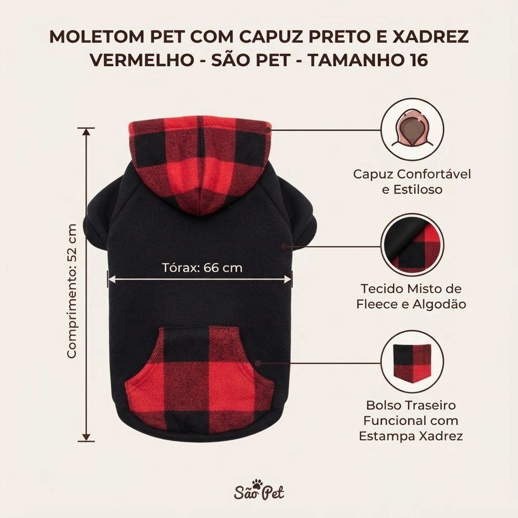Moletom Pet'Arts Bob Preto para Pets Tamanho 03 - imagem 4