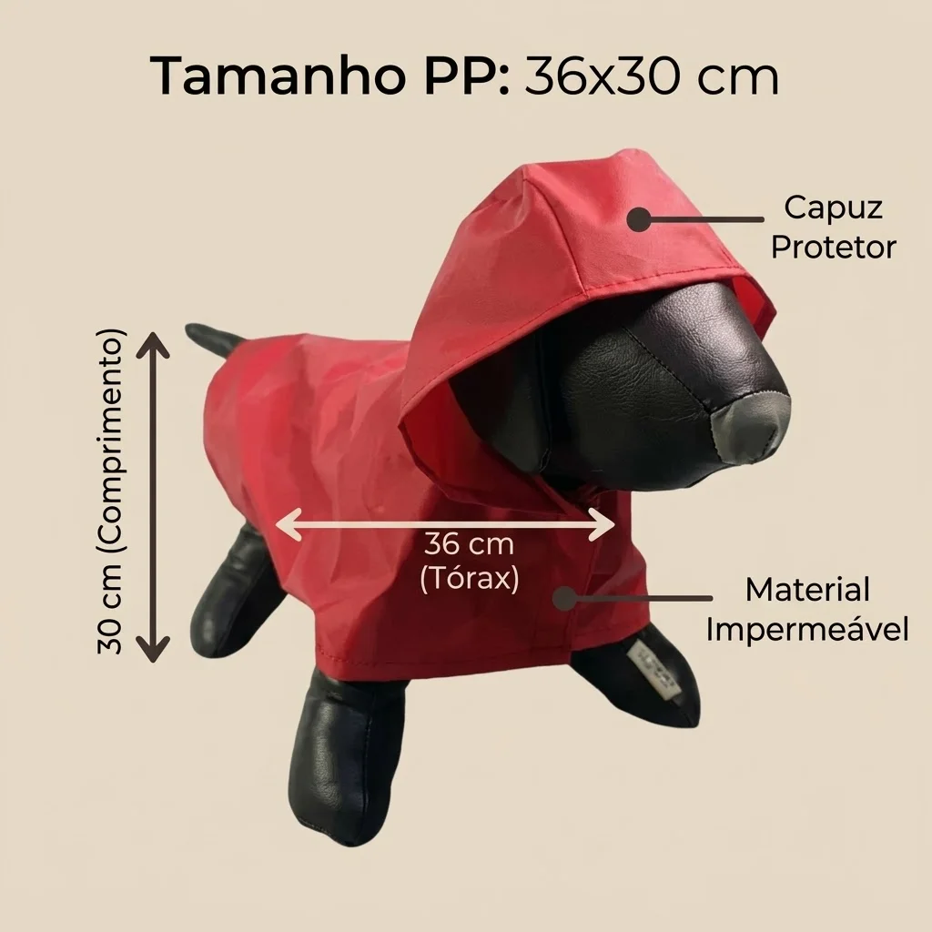 Capa de Chuva Pet'Arts Vermelha para Pets Tamanho PP - imagem 2